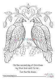 Wouldn't it look great as an applique pillow? Two Turtle Doves Colouring Page