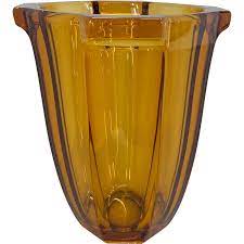 Vintage Art Deco Amber Glass Vase By