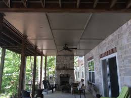 installed barn wood on our porch ceiling