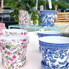 Blue And White Flower Pot Decoupage