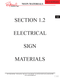 Section 1 2 Electrical Sign Supplies