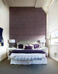 75 carpeted bedroom with purple walls