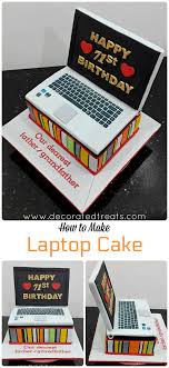 Created by www.fortheloveofcake.ca in toronto Laptop Cake For 71st Birthday A Decorating Tutorial Decorated Treats Cake Design Tutorial Computer Cake Birthday Cake Tutorial
