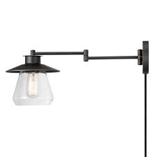 1 Light Nate Plug In Or Hardwire Swing Arm Wall Sconce With Clear Glass Shade Oil Rubbed Bronze Globe Electric Target