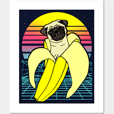 Aesthetic Banana Pug Pug Posters