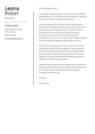 instructor cover letter exle free