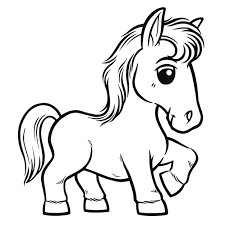 a horse with a black and white drawing