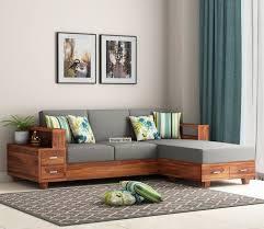 solace l shaped 3 seater wooden sofa