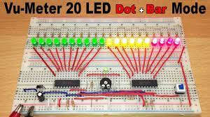 The circuit round the ic1 makes input adaptation and amplification with the trimmer tr1 gain. Vu Meter 20 Led Dot Bar Mode With Lm3915 Youtube