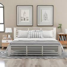 Anbazar White Wood King Size Bed Frame