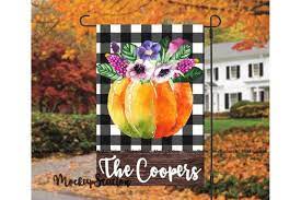 Fall Pumpkin Garden Flag Design Grafika