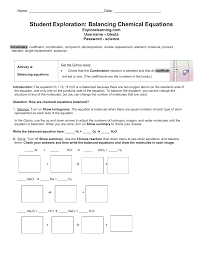Coefficient, compound, decomposition, double replacement, element, molecule, product, reactant, single in the balancing chemical equations gizmo™, look at the floating molecules below the initial reaction: Student Exploration Sheet Growing Plants