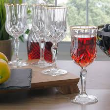 Crystal Wine Glass With Gold Rim Lg6000
