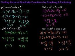 Finding Zeros Of Quadratic Functions By