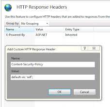 securing response header via iis