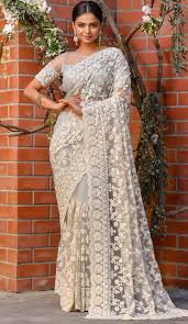 designer wedding bridal saree in net