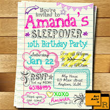 Sleepover Invitation Doodle Teen Notebook Sleepover