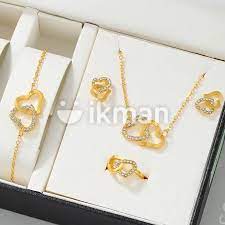 1 set gold heart shaped jewellery in