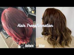 hair transformation red to ash brown