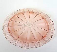 Pink Depression Glass Footed Cake Plate
