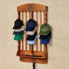 Wood Cap Display Wall Rack Holds Up