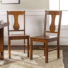 Shop for white wooden kitchen chairs online at target. Amazon Com Walker Edison Rustic Farmhouse Wood Distressed Dining Room Chairs Kitchenarmless Dining Chairs Kitchen Brown Oak Set Of 2 Furniture Decor