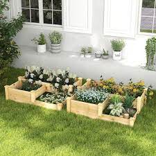 3 Tier Wooden Raised Garden Bed With Open Ended Base Natural Costway