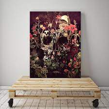 bloom skull canvas print flower skull