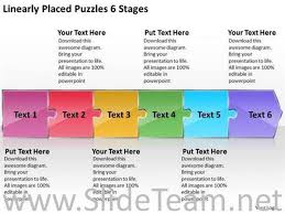 6 Stages Puzzles In Linear Flow Process Powerpoint Diagram