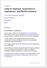 Model Letter Terminating Employment With Pilon Statement