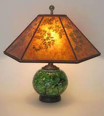 hand blown green glass lamp with