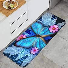 Not only can crumbled rug backing come off in the laundry and damage your. Amazon Com Kitchen Mat Kitchen Rugs Cushioned Chef Soft Non Slip Rubber Back Floor Mats Washable Oil Proof Doormat Bathroom Runner Area Rug Carpet 17 7 X 47 2 Butterfly Blue Home Kitchen