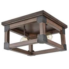 Shop Milano Rustic Flush Mount Ceiling Lights With Wood Look Finish 2 Light N A Overstock 30709485