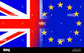 Drapeaux du Royaume-Uni avec des étoiles de l'Union européenne drapeau. UK  Drapeau et Drapeau de l'UE mélangés - concept Brexit - UK et l'Angleterre  après l'économie Photo Stock - Alamy