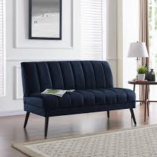Part of the regis collection, this beautiful loveseat features a sturdy hardwood frame upholstered with stylish tufted fabric. Carson Carrington Abytorp Navy Blue Velvet Armless Loveseat Overstock 23122735