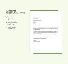 6 Sample Immediate Resignation Letter Templates Pdf Doc Free