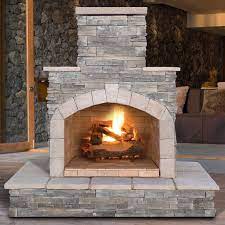 Stone Propane Gas Outdoor Fireplace