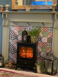 My Fireplace Makeover With Vinyl Tiles