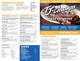menu for tj chumps in englewood ohio
