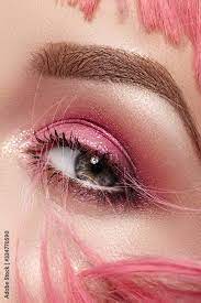 closeup macro of pink fashion eye make