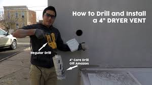 Draw a 4¼ inch diameter hole on the wall where you are going to cut. How To Drill And Install A Dryer Vent The Easy Way Youtube