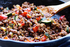 gr fed beef and zucchini skillet supper
