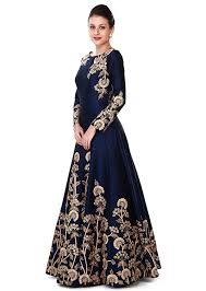Ethnic Empire Womens Taffeta Silk Semi Stitched Anarkali Salwar Suits Eed Ea10756_blue_free Size