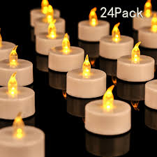 Junpei 24 Pack Flameless Tea Lights Led Tea Lights Holiday Gift Warm Yellow Lamp Battery Powered