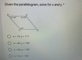 parallelogram solve for x bartleby