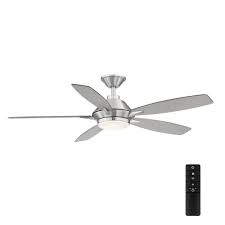 Ceiling fans have one main function which is to get the air in a room or in an outdoor space circulating. Home Decorators Collection Wilmington 52 In Led Brushed Nickel Ceiling Fan With Light Am696 Bn The Home Depot