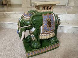 Auction Vintage Green Elephant Garden Seat