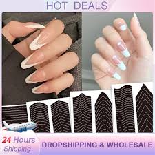 french manicure strip nail forms fringe