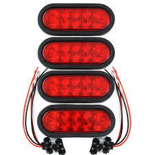 Amazon Com 4 Trailer Truck Led Sealed Red 6 Oval Stop Turn Tail Light Marine Waterproof Including 3 Pin Water Tight Plug Dot Sae With Wires And Grommet Industrial Scientific