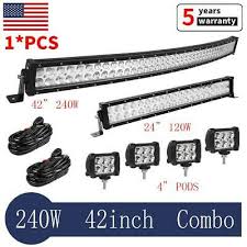 42 Inch Curved Led Light Bar 22 4x 4 18w Pods For Ford Jeep Suv Truck Marine 91 99 Picclick